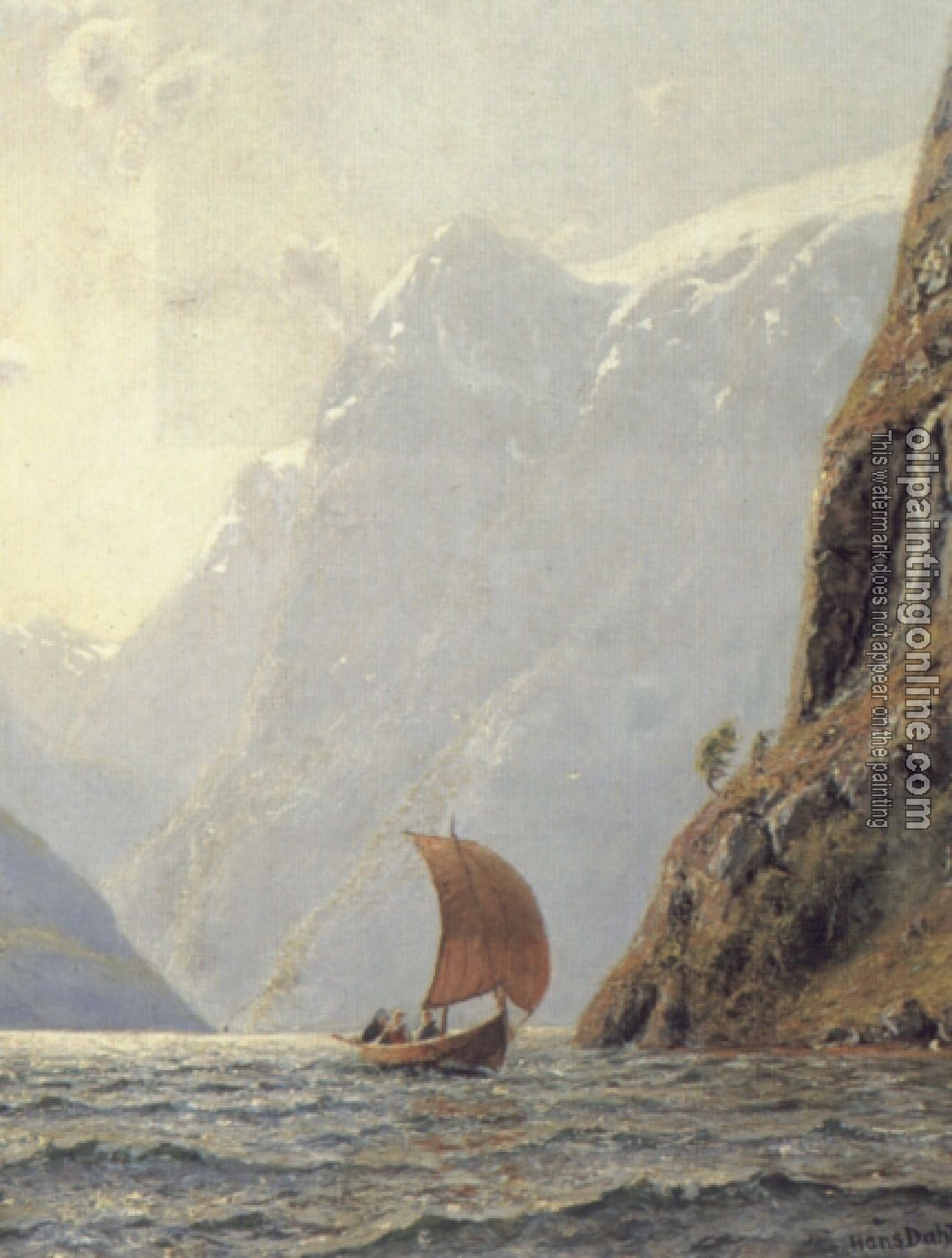 Dahl, Hans - Sailing in a Fjord